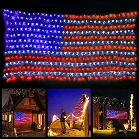 American Flag Lights Super Bright LEDs; Waterproof LED US Flags Light for 4th of July Decorations; Memorial Day; Independence Day; Garden; Yard; Holid