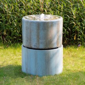 19x19x26" Contemporary Cement Water Fountain, Outdoor Bird Feeder / Bath Fountain, Antique Blue Water feature with Light For Garden, Lawn