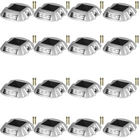 VEVOR Driveway Lights 16-Pack Solar Driveway Lights Bright White with Screw Solar Deck Lights Outdoor Waterproof Wireless Dock Lights 6 LEDs for Path