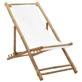 Patio Deck Chair Bamboo and Canvas