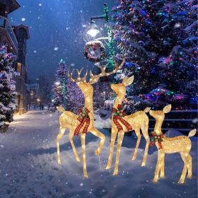 3-Piece Lighted Christmas Deer Family Set with 210 warm white LED lights, Outdoor Christmas Yard Decoration for garden, front yard, lawn, porch, patio