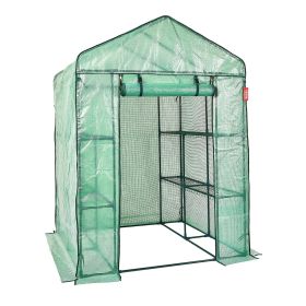 VEVOR Walk-in Green House, 4.6 x 4.6 x 6.6 ft , Greenhouse with Shelves, High Strength PE Cover with Zipper Door and Steel Frame, Assembly in Minutes