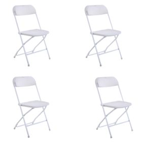 4pcs Injection Molding Classic Garden Plastic Folding Chair White