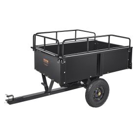 VEVOR Heavy Duty ATV Trailer Steel Dump Cart, 750-Pound 15 Cubic Feet, Garden Utility Trailer with Removable Sides for Riding Lawn Mower Tractor