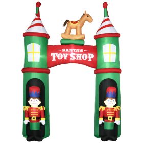 Outsunny 11.5ft Christmas Inflatables Outdoor Decorations Archway with 2 Nutcracker Soldiers Rocking Horse