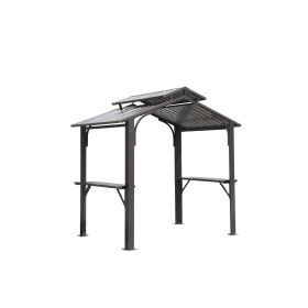 8Ã—5FT Hardtop Grill Gazebo, Outdoor BBQ Gazebo w/Galvanized Steel Double Roof