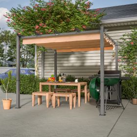 10' x 10' Aluminum Patio Pergola with Retractable Pergola Canopy, Backyard Shade Shelter for Porch, Outdoor Party, Garden, Grill Gazebo, Khaki