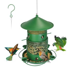 Wild Bird Feeder Squirrel-Proof Chew-Proof Metal Bird Seed Feeder Outdoor Hanging Bird Feeder With 360Â° Circular Perches Water Cups For Yard Garden P