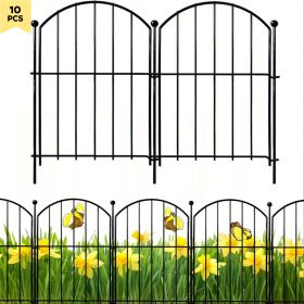 Decorative Garden Fence 10 Panels, Rustproof Metal Wire Animal Barrier Fence for Rabbit Dog