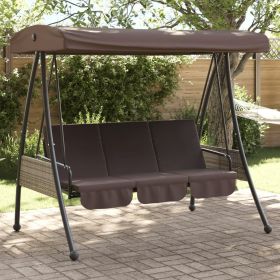 Patio Swing Bench with Adjustable Canopy Coffee Brown Steel