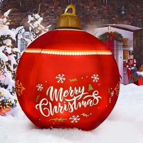 24 Inch Light up with 16 RGB colors PVC Inflatable Christmas  Ball  Electric Air Pump,  Large Weight Stand Firmly Yard (Color: Red, size: 24inch)