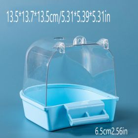 1pcs Bird Bath Box; Parrot Bath Box Bird Cage Accessory Supplies Bathing Tub Bath Parrot Bathing Tub (Color: Blue, Items: Bird Bath Box)