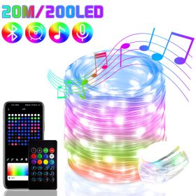 2023 Bluetooth RGB IC Christmas Fairy Light APP Control LED String Light Smart Music Rhythm Waterproof Xmas Light New Year Party (Emitting Color: 20M 200LED White, Ships From: CN)