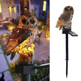 Solar Owl Garden Light Owl Solar Lamp Parrot Lawn Light Solar Lights Outdoor Solar Light Animal Pixie Lawn Lamp Waterproof Decor (Emitting Color: Brown, Ships From: China)