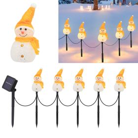 Christmas Pathway Lights Outdoor, 5PCS Snowman Solar Christmas Decorations Light (Color: Yellow)