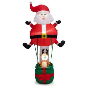 Happy Christmas Holiday Yard Decorations Inflatable W/ LED Lights (Color: Red & Green, size: 8 Ft)