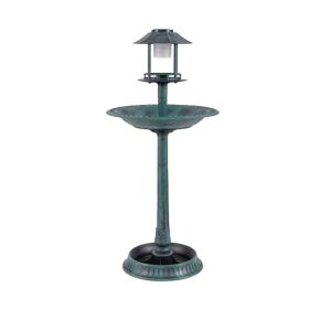 Bird Bath Feeder with Solar Light for Garden Backyard Decor (Color: green, type: bird supplies)